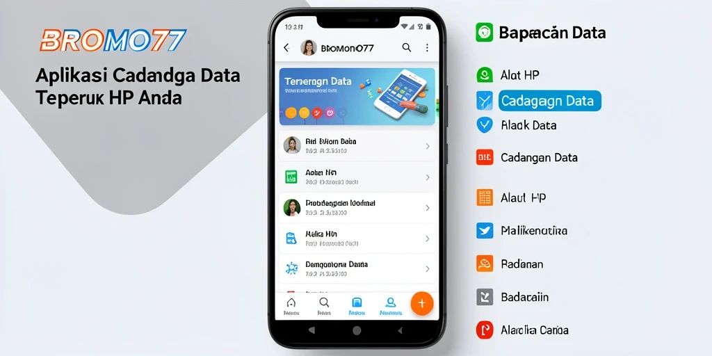 Antarmuka aplikasi BROMO77 untuk cadangan data yang intuitif dan mudah digunakan.
