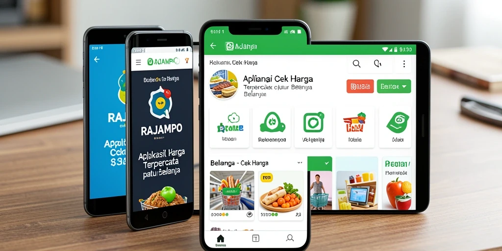 Tampilan antarmuka pengguna aplikasi Cek Harga RAJAMPO yang sederhana dan efektif.