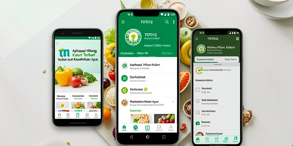 Tampilan antarmuka aplikasi TOTO12 untuk menghitung kalori dengan mudah.