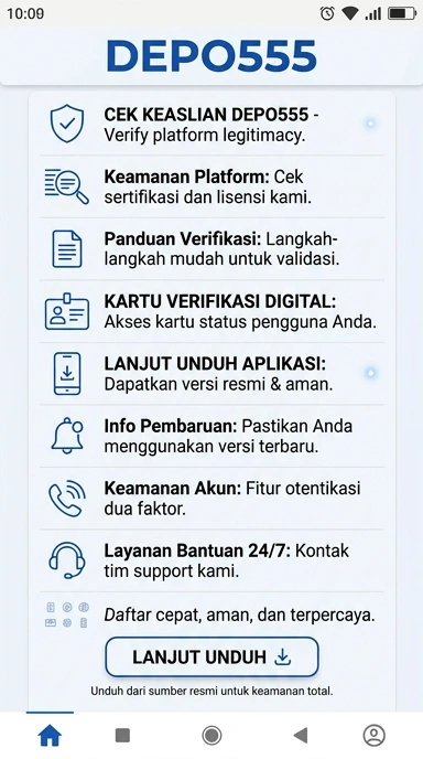 Tampilan kanal resmi depo555