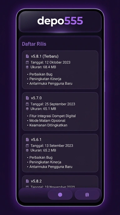 Tampilan riwayat versi depo555